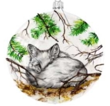 Flattened glass bauble with fox
