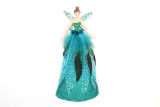 Gisela Graham Peacock Feather Angel for the Christmas Tree Top, Tree Topper, 18 cm