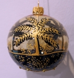 Gold and black bauble with tree pattern 80 mm