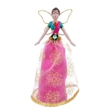 Jewelled resin/pink fabric tree top fairy small