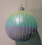 Pastel rainbow bauble with silver glitter stripe