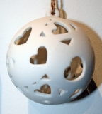 White bisque ceramic heart ball