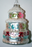 10cm 3 tier cake white/blue/red bows icing