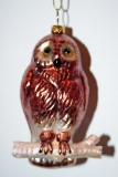 11 cm glass brown owl sat on branch