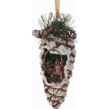 11 cm glass pinecone with squirrel