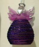 8 cm purple angel/balloon skirt/purple glitter bands/gold edge