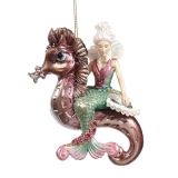 Baroque Mermaid riding seahorse orn