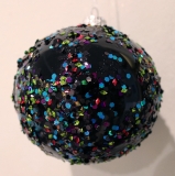 Black bauble with multi coloured glitter 100mm
