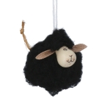 Black fluffy wood sheep dec