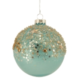 Blue opaque glass ball w gold stars toppings