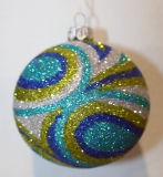 Blue/turquoise/lime green bauble 80 mm