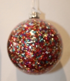 Clear ball w multi colour bugle beads 80mm