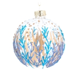 Clear glass ball with blue/gold seaweed