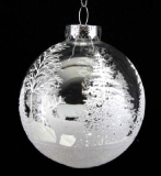Clear glass ball with white trees/stag design 80 mm