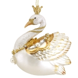 Cream/gold glass swan w pearls