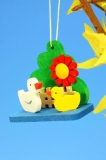 Ducks near the flower ornament