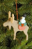 Elk with Snowman ornament