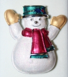 Enamelled snowman brooch