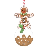 Gingerbread man on Christmas pudding
