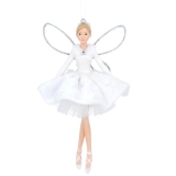 Gisela Graham 12cm White Velvet Resin Fairy Ballerina Decoration