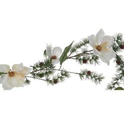 gisela-graham-cream-magnolia-and-spiky-fir-garland