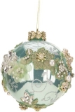 Glass & fabric Kings jewel ball light blue/green