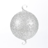 Glass glitter ball with 2 hooks 12 cm