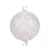 Glass iridescent bead ball with 2 hooks 8 cm
