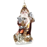 Glass Santa with Forest Friends orn 15 cm