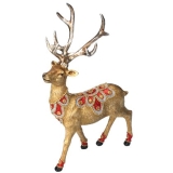 Gold stag with red/gold jewels small