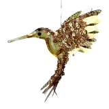 Gold/foil/bead acrylic hummingbird dec