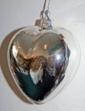 Large shiny silver glass heart