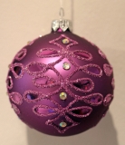 Lilac bauble with lilac glitter 80 mm