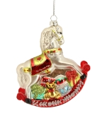 Painted glass rocking horse 11 cm