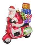 Painted glass Santa on a scooter