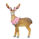 Pink hydrangea resin stag 
