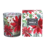 Poinsetta boxed candle pot small