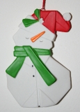 Porcelain Snowman ornament 4 ins
