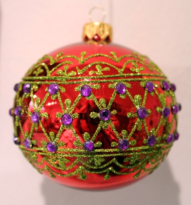 red-bauble-with-olive-glitter-purple-diamante-80mm
