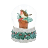 Robin on flower pot music dome