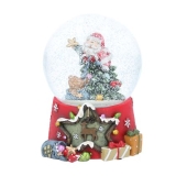 Santa w tree/teddy snow dome