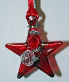 Small red glass star clear/red/beads