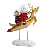 Super Santa/kid riding space deer 