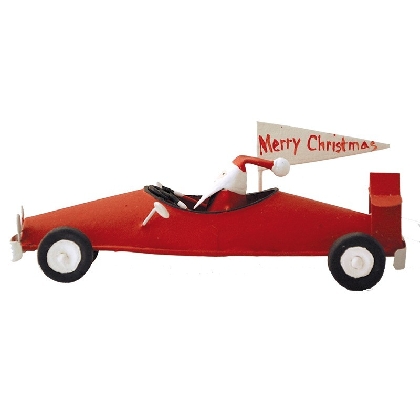 tin-santa-on-sports-car