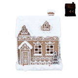 White iced LED gingerbread cottage small