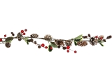 Wire garland with red berry and snowy leaf
