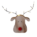 Wood LED reindeer head orn