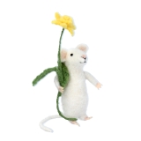 Wool mix white mouse w daffodil dec